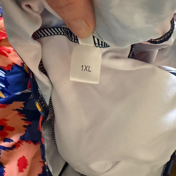 Chic Soul Vibrant Floral One Piece - Red and Navy - Picture 4 of 6